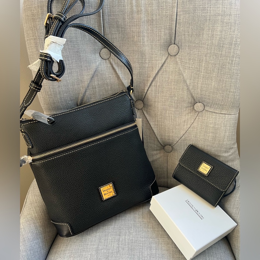 Dooney & Bourke black crossbody bag and matching wallet